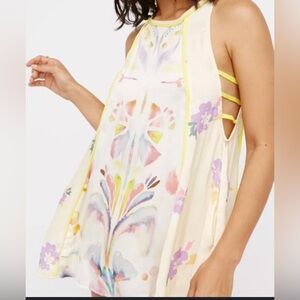 Free People Floral Bright Tent Dress Size Pockets Art Boho Womens S/Small/P